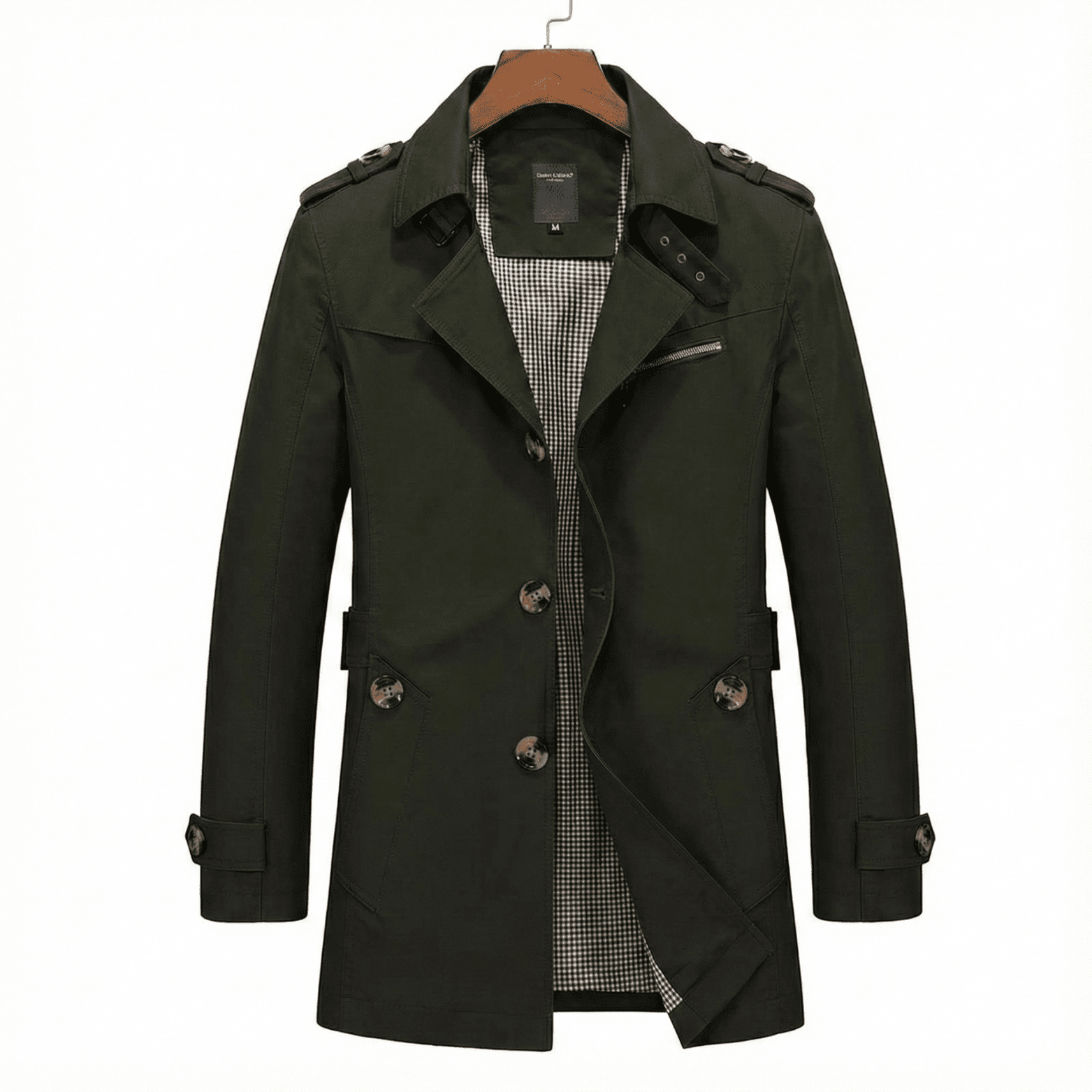 Men's Single-Breasted Trench Coat