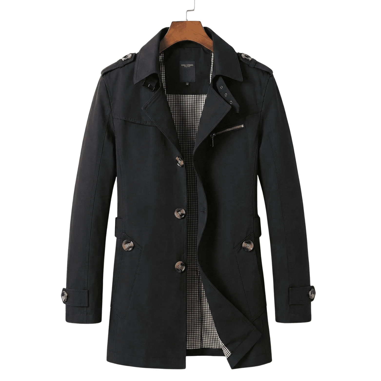 Men's Single-Breasted Trench Coat