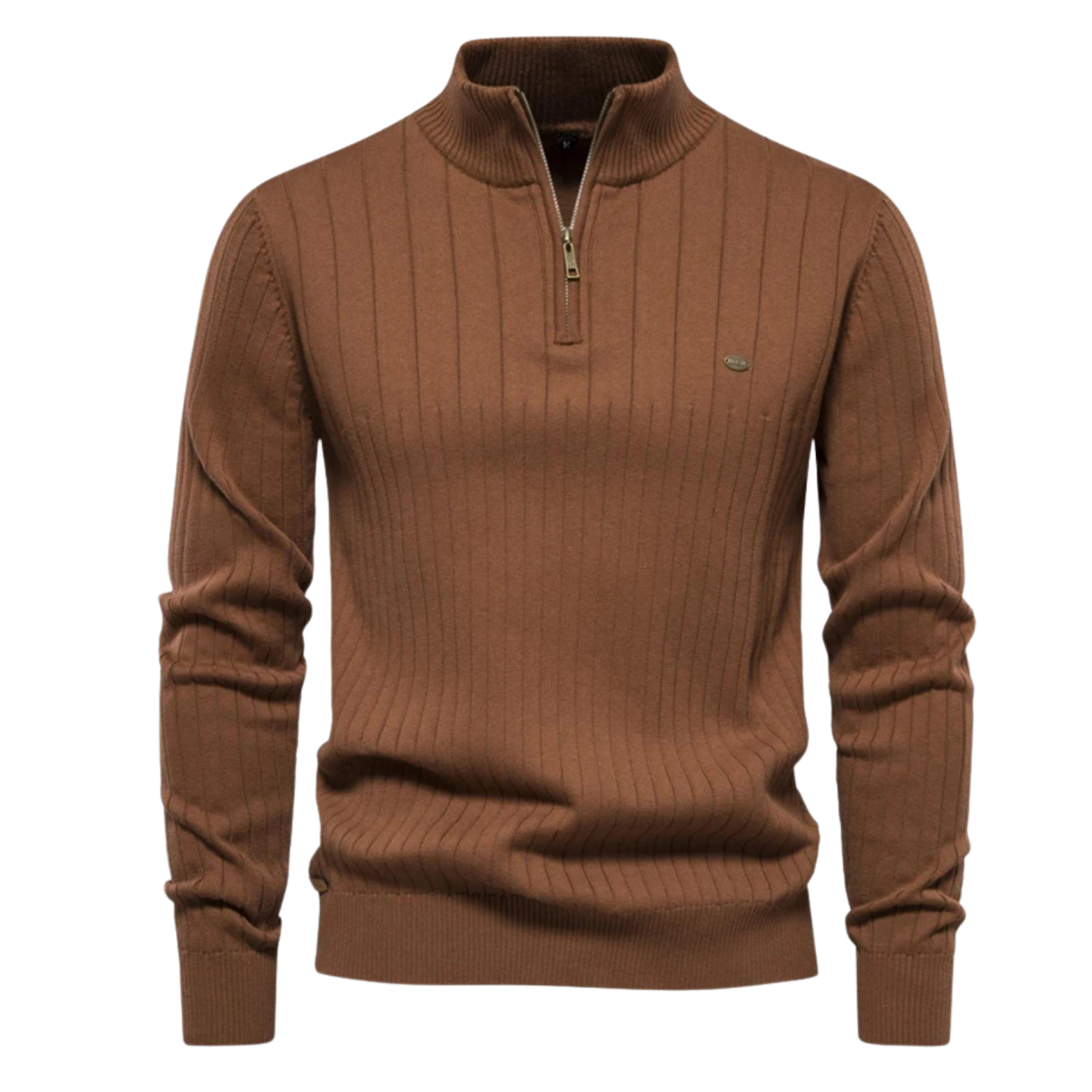 Men's Quarter-Zip High-Collar Knit Sweater