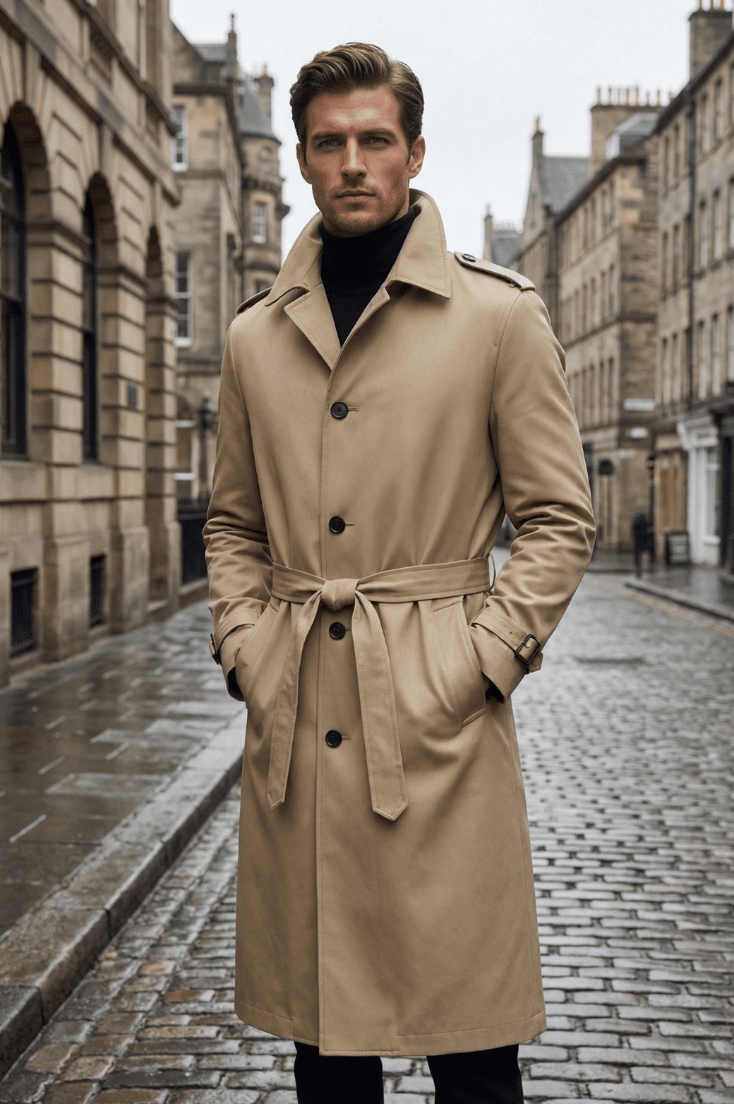 Slim-fit herenwindbreaker-trenchcoat