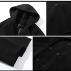 Hooded Double-Breasted Wool Blend Trench Coat