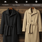 Men's Slim-Fit Windbreaker Trench Coat
