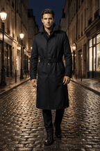 Men's Slim-Fit Windbreaker Trench Coat