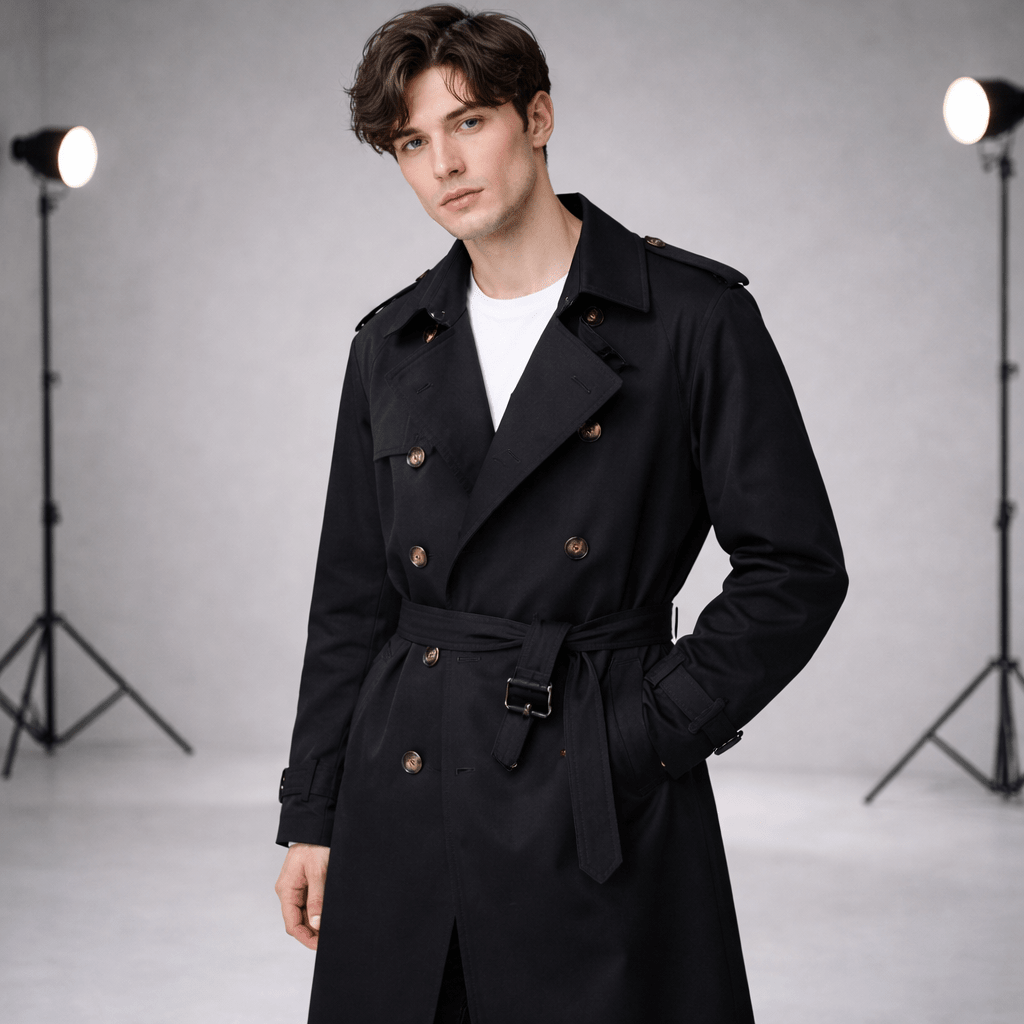 Herren-Trenchcoat mit zweireihiger Knopfleiste