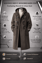 Herenwindbreaker-trenchcoat met capuchon