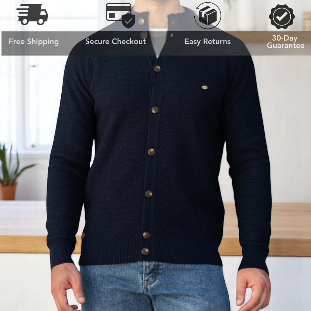 Men's High-Collar Knit Cardigan
