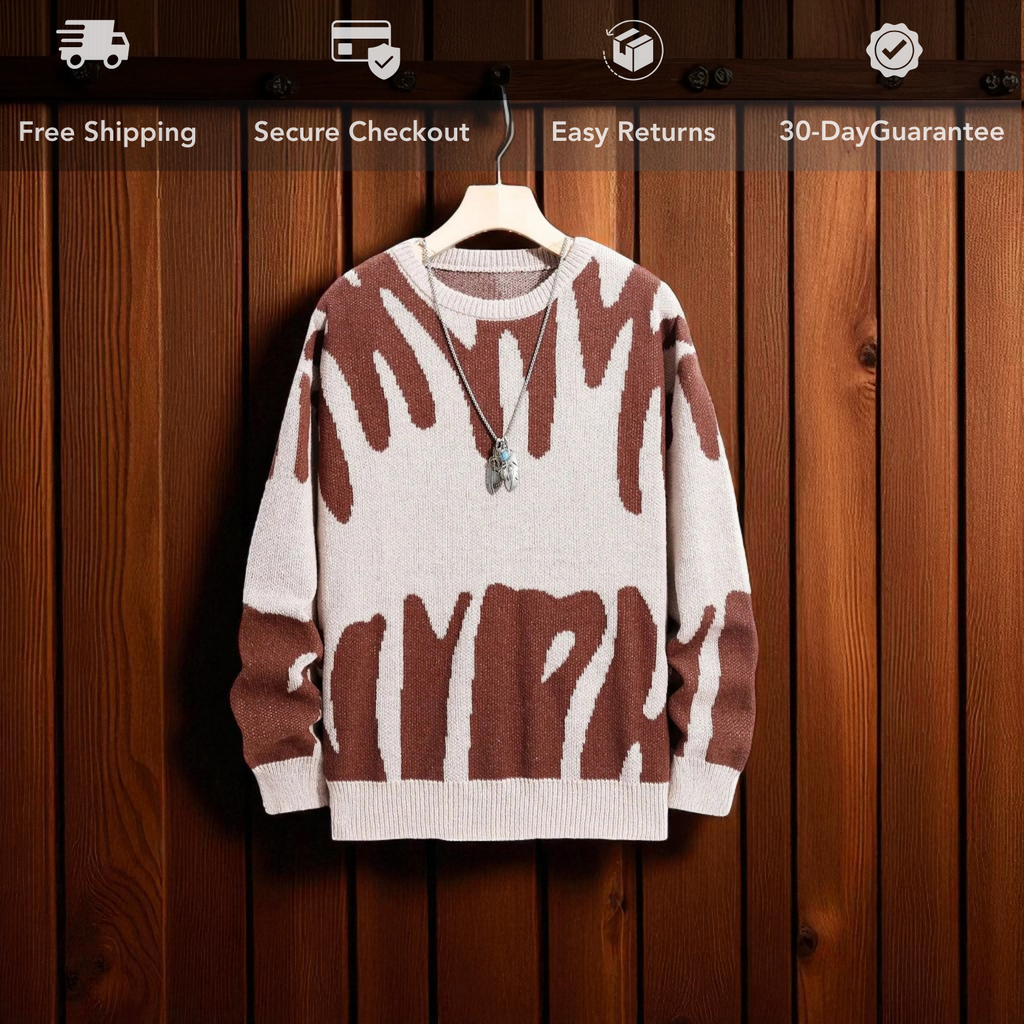 Men's Jacquard Knit Pullover Sweater