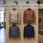Men's Quarter-Zip High-Collar Knit Sweater