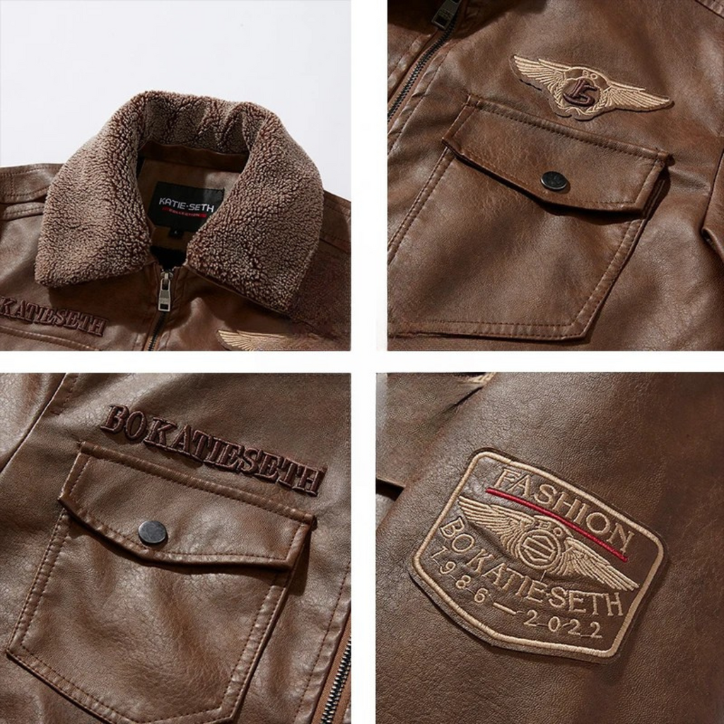 Herren-Motorradjacke mit Thermofutter