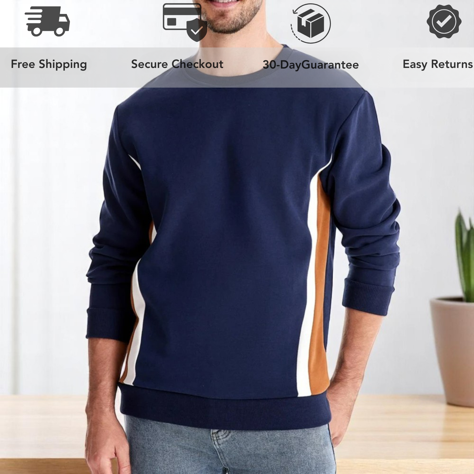 Men's Patchwork Crew Neck Sweatshirt