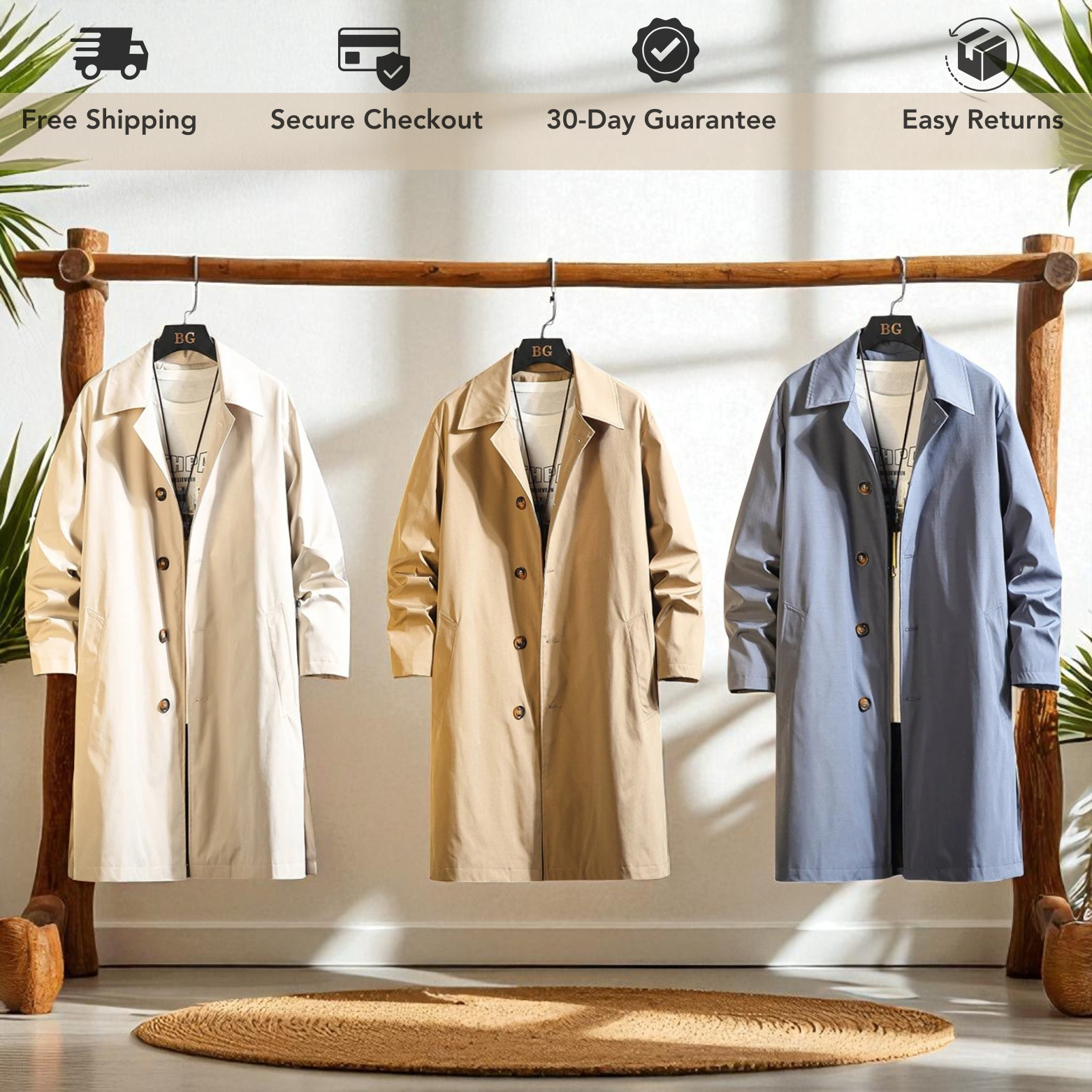 Men's Oversized Trench Coat – Relaxed Fit
