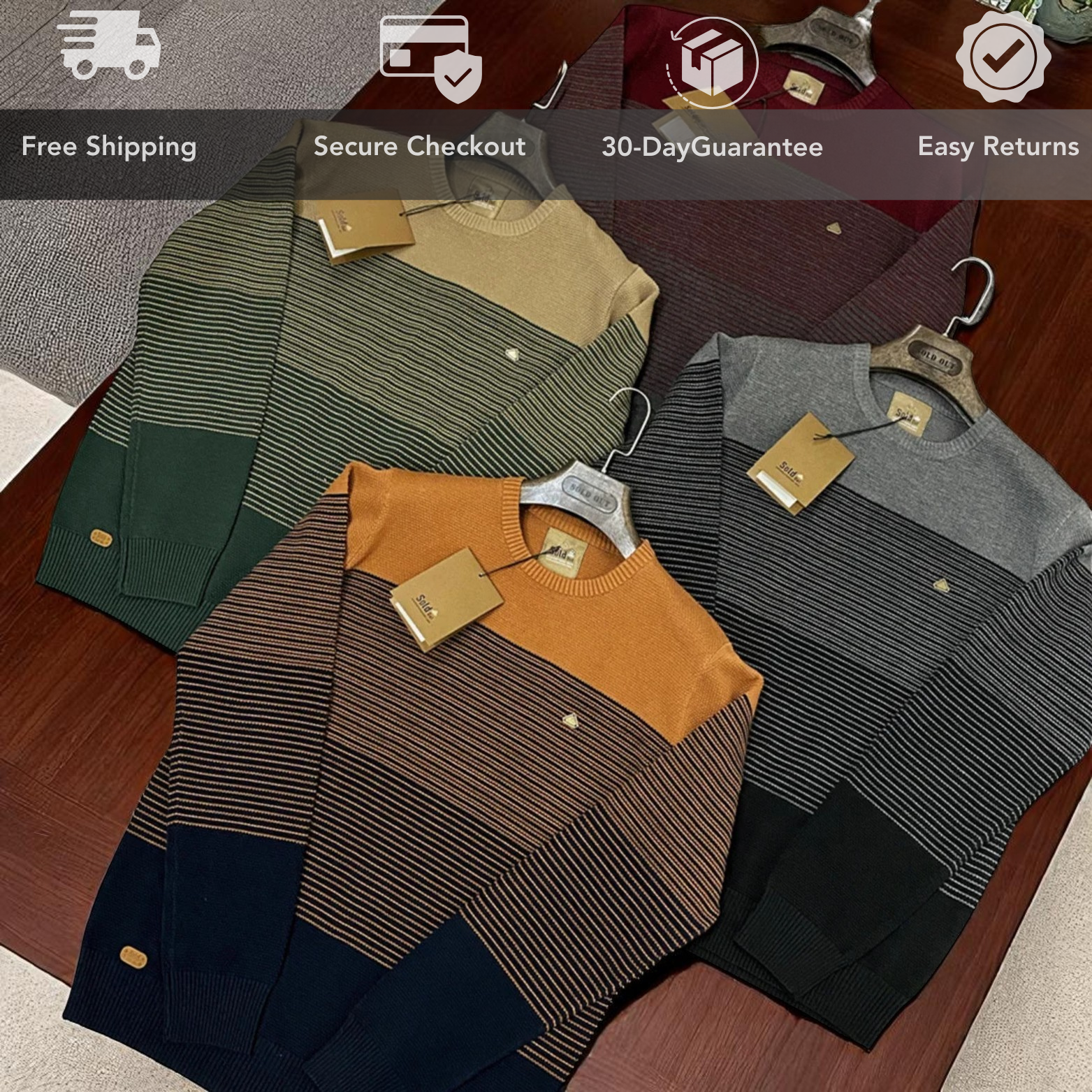Men's Patchwork Crew Neck Sweater