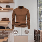 Men's Quarter-Zip High-Collar Knit Sweater