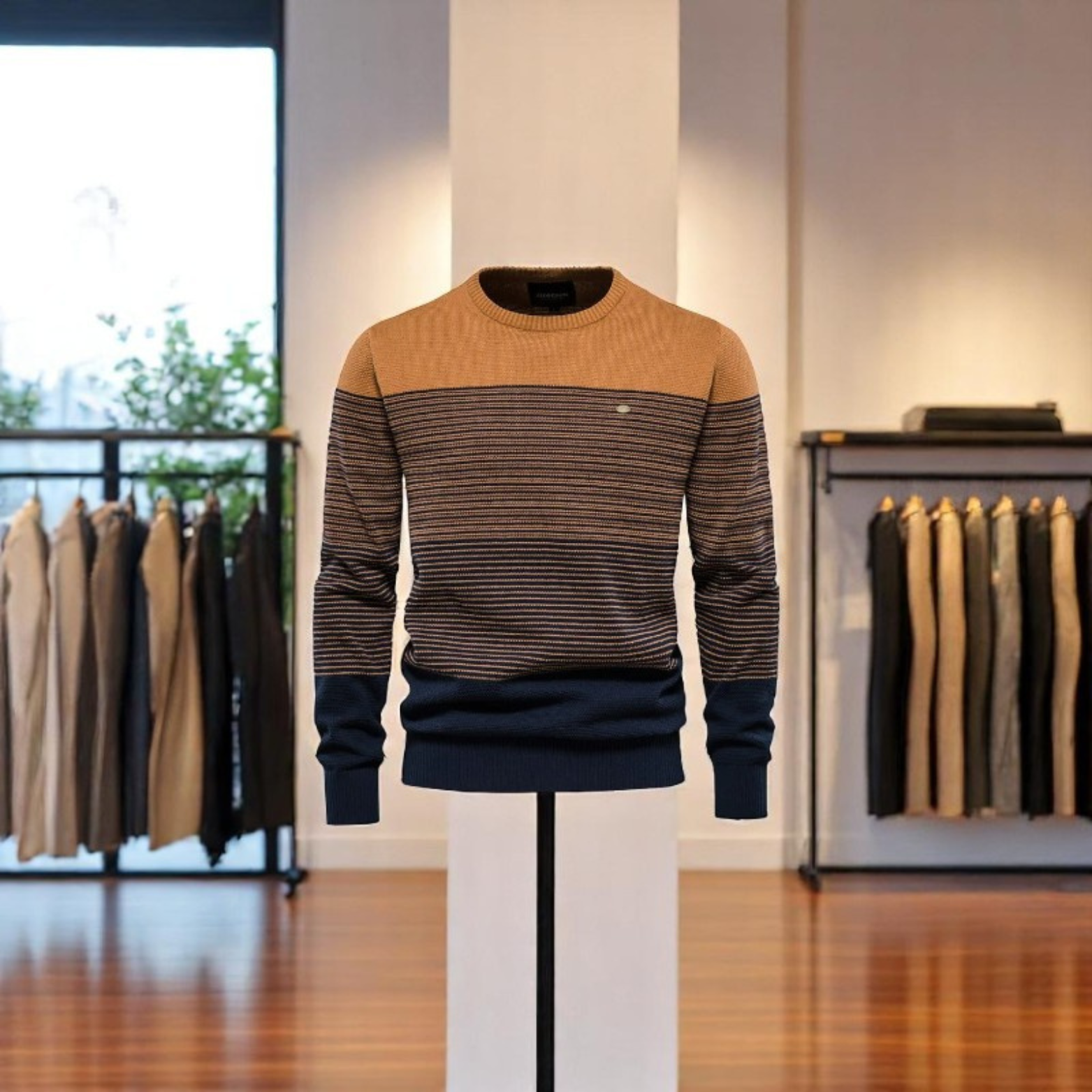 Men's Patchwork Crew Neck Sweater
