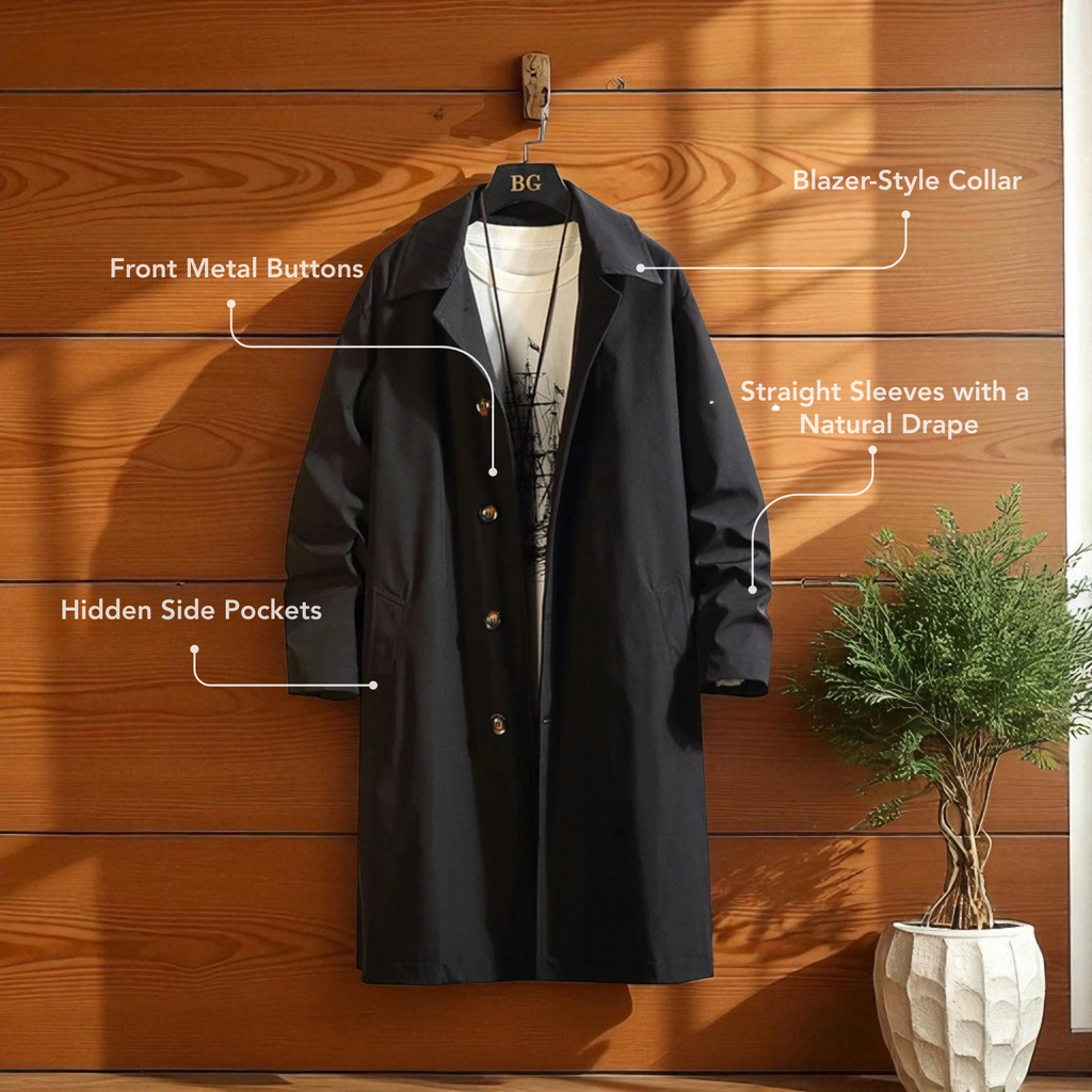 Men's Oversized Trench Coat – Relaxed Fit