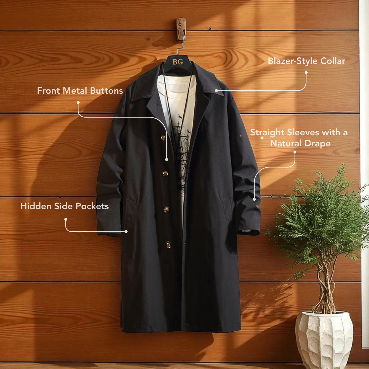 Men's Oversized Trench Coat – Relaxed Fit
