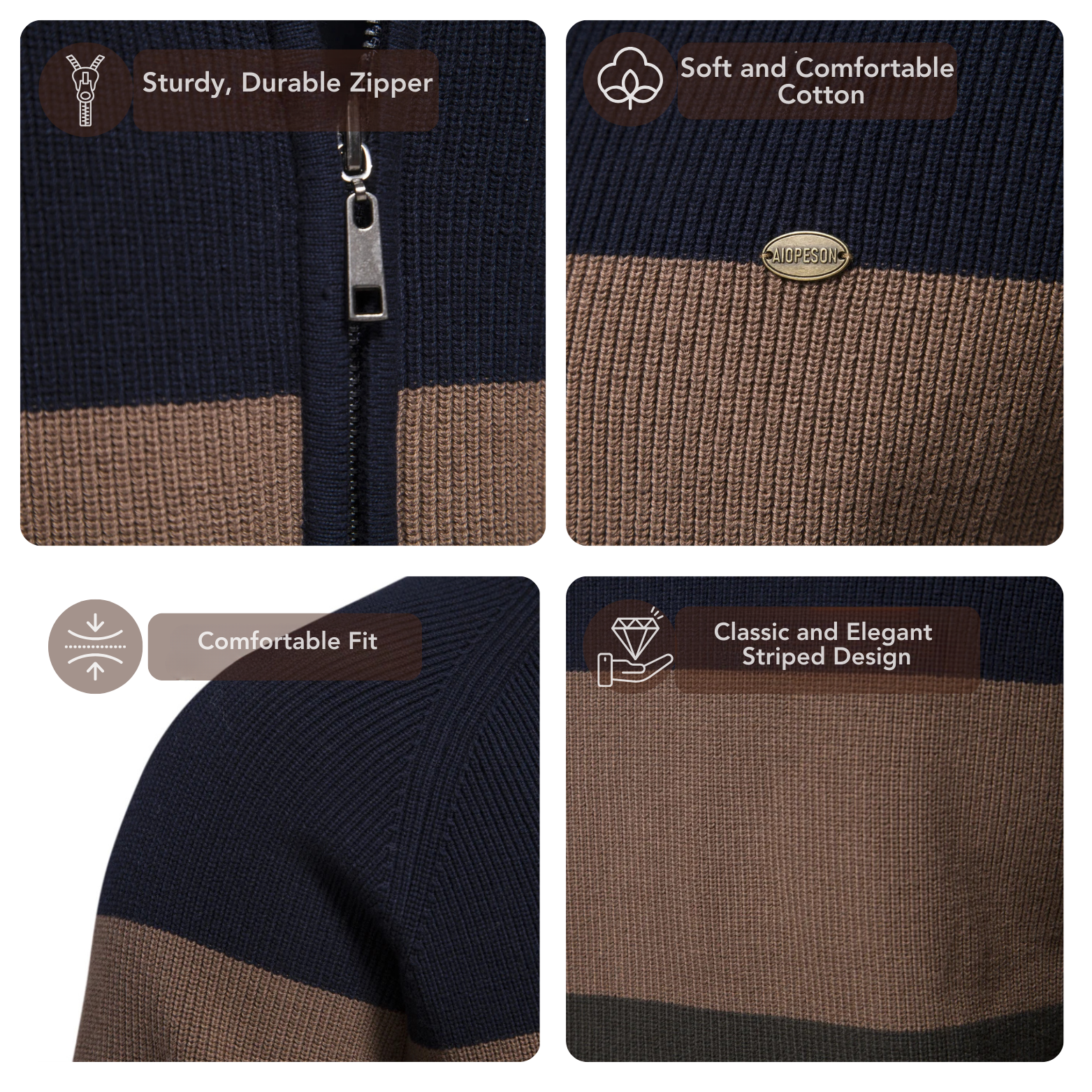 Men's Patchwork Zip Sweater