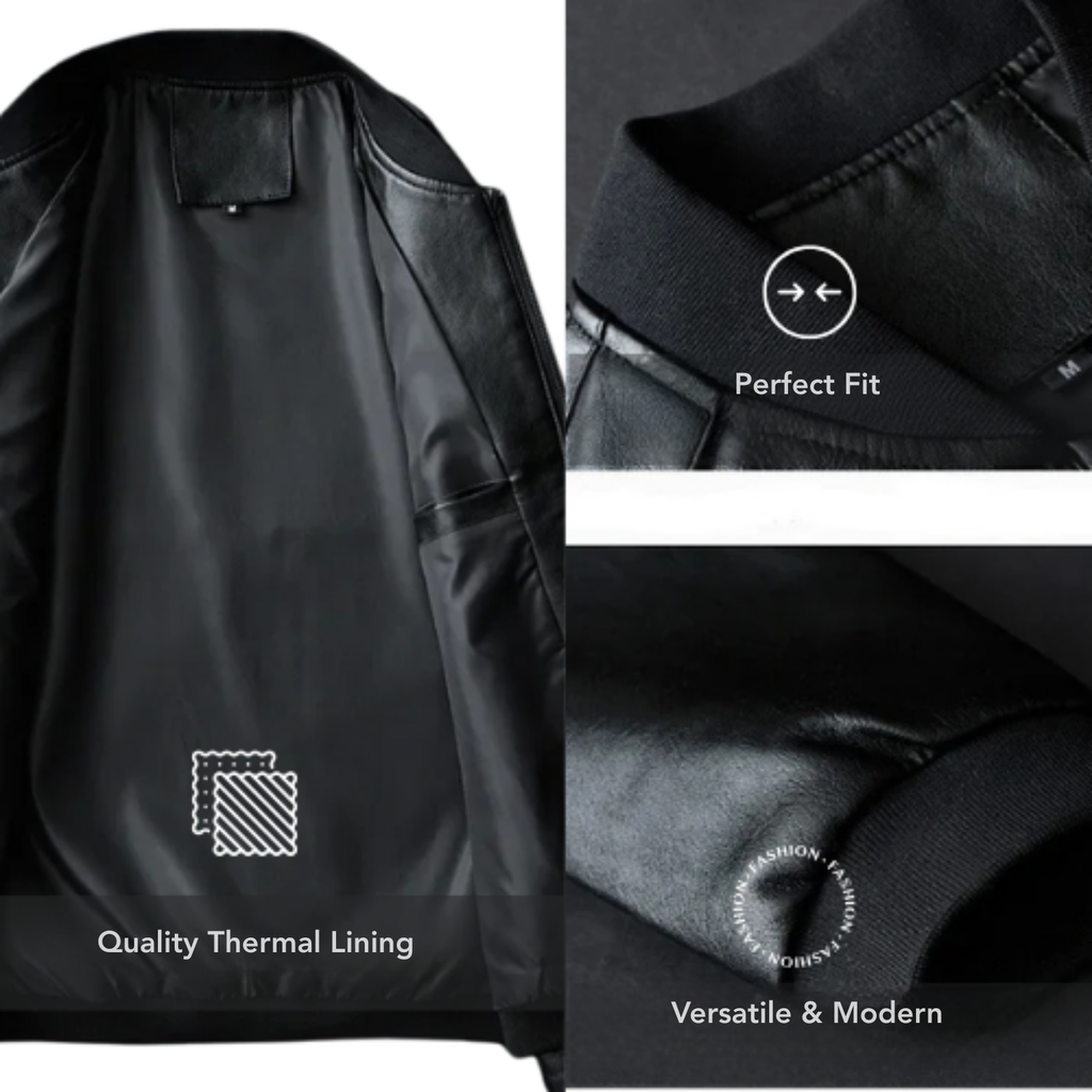 Men's PU Leather Bomber Jacket