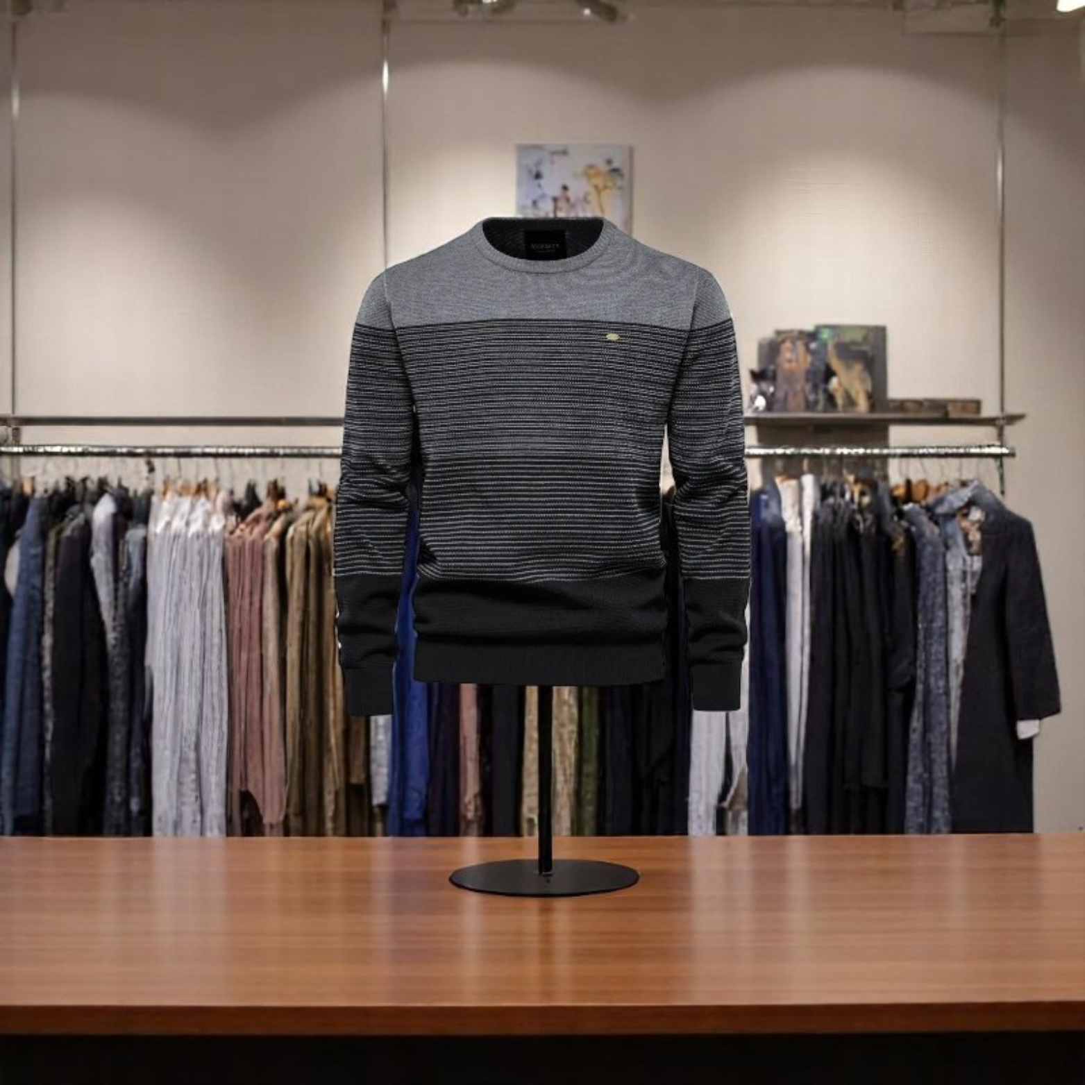 Men's Patchwork Crew Neck Sweater