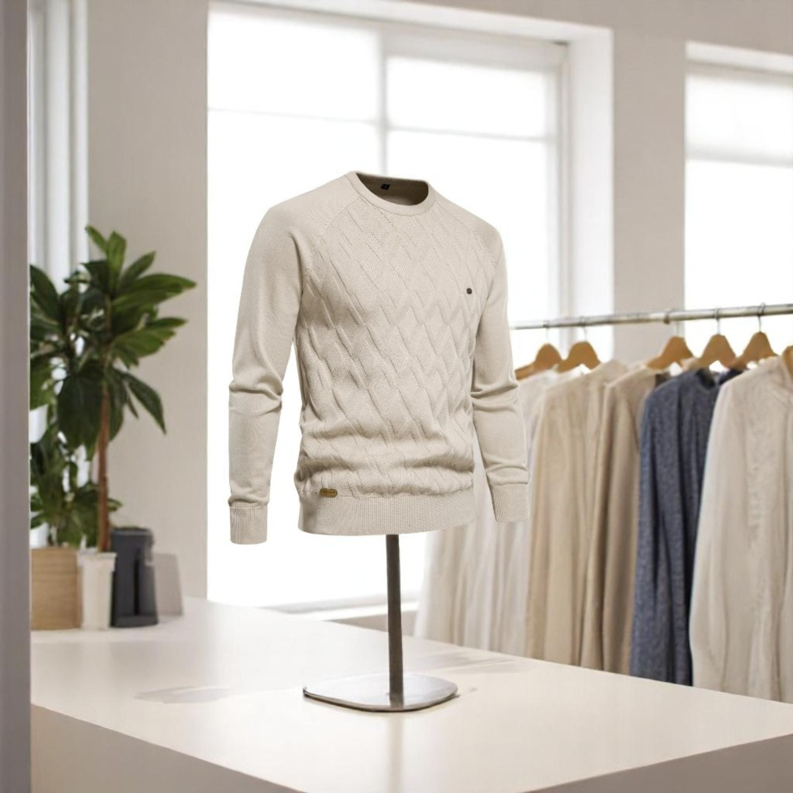 Men's Argyle Crew Neck Knit Sweater
