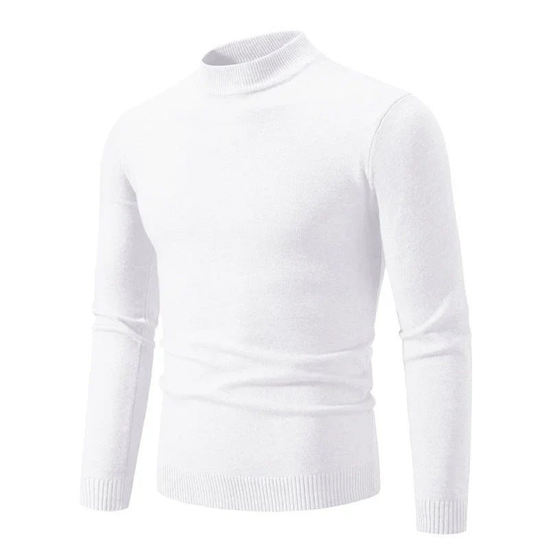 Gestrickter Herren-Pullover mit kurzem Stehkragen