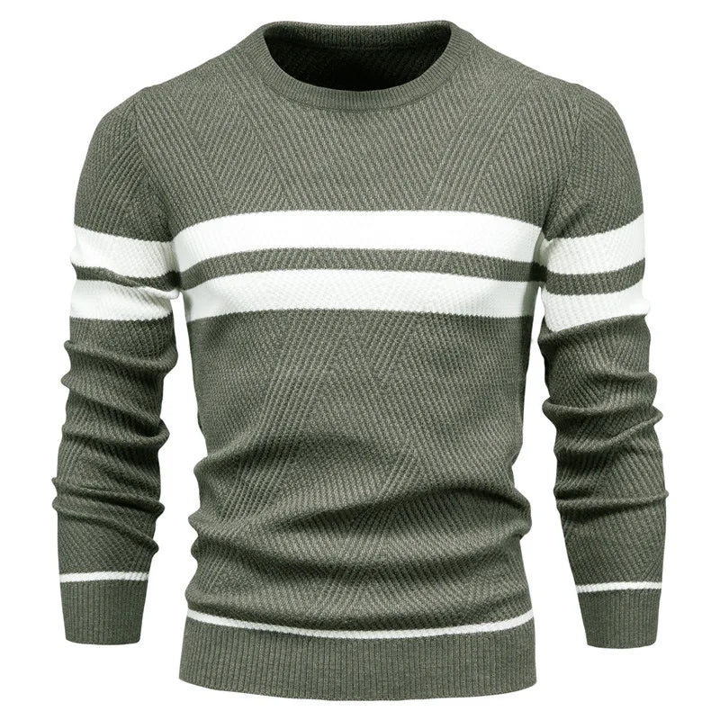 Men's Patchwork Knit Pullover Sweater