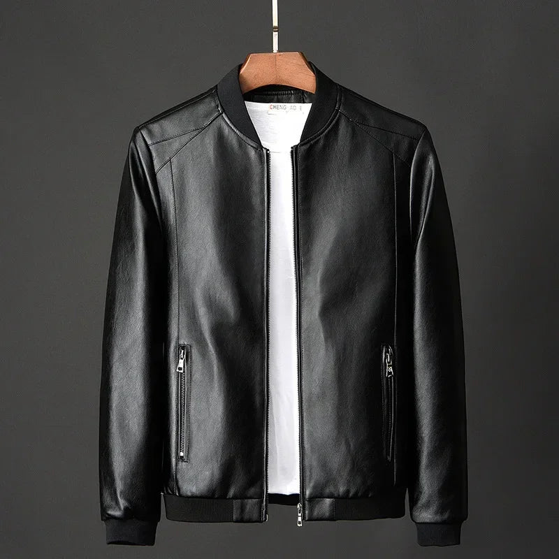 Men's PU Leather Bomber Jacket