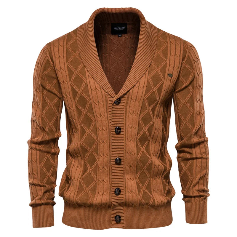 Argyle-Strickjacke mit V-Ausschnitt und Knöpfen