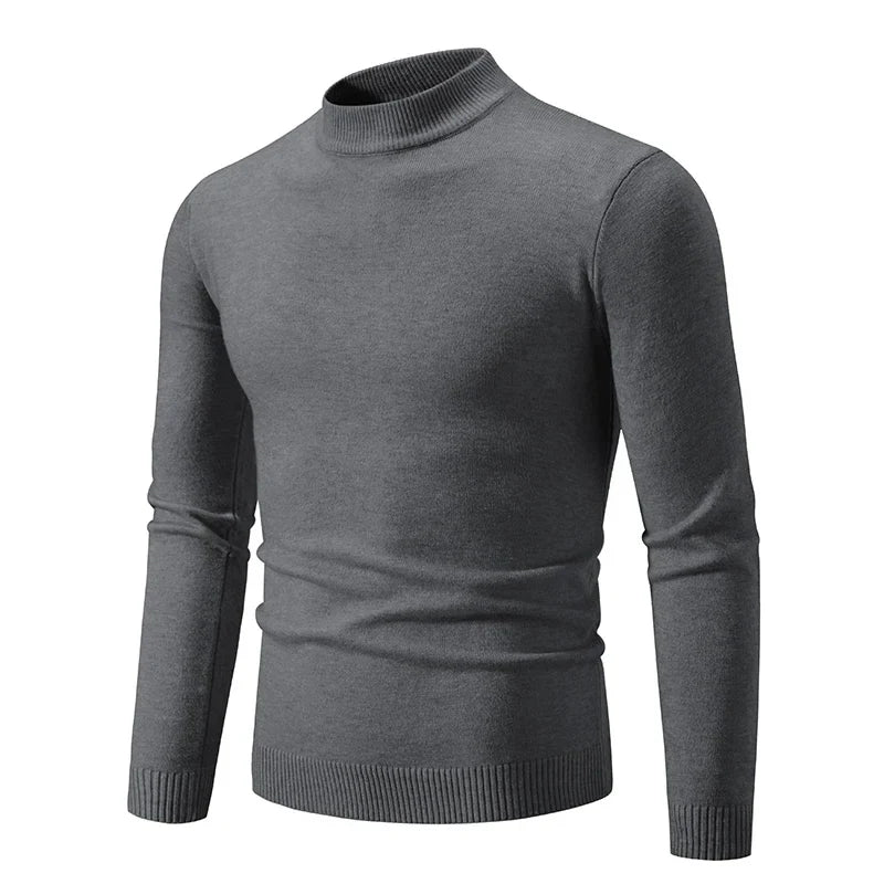 Gestrickter Herren-Pullover mit kurzem Stehkragen