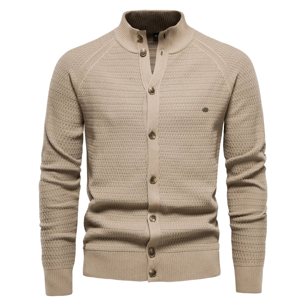 Men's High-Collar Knit Cardigan