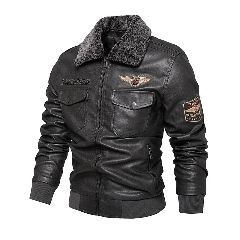 Herren-Motorradjacke mit Thermofutter
