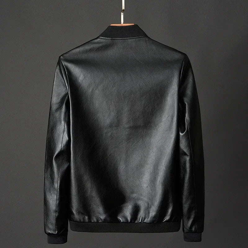 Men's PU Leather Bomber Jacket