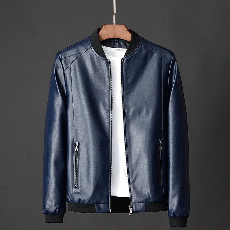 Men's PU Leather Bomber Jacket