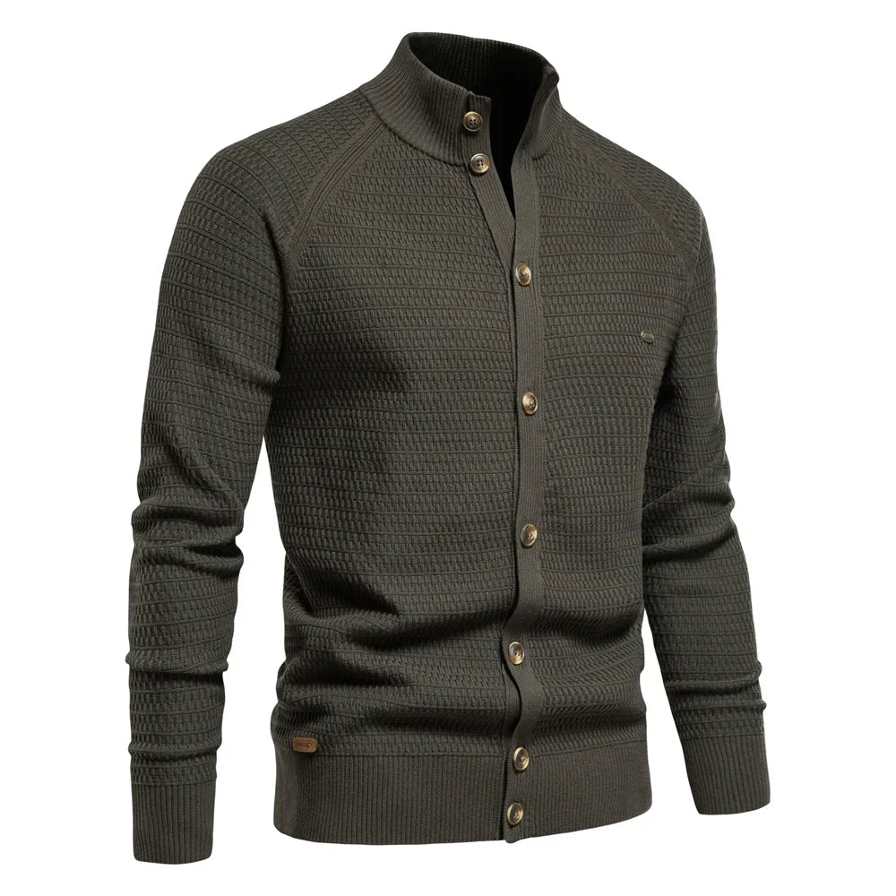 Men's High-Collar Knit Cardigan