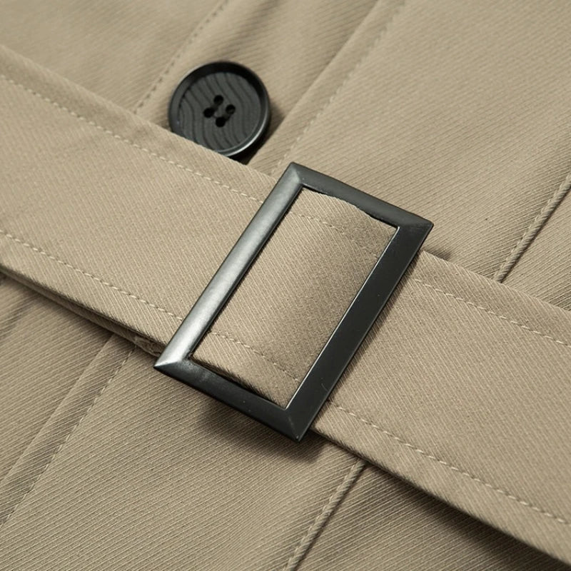 Men's Slim-Fit Windbreaker Trench Coat