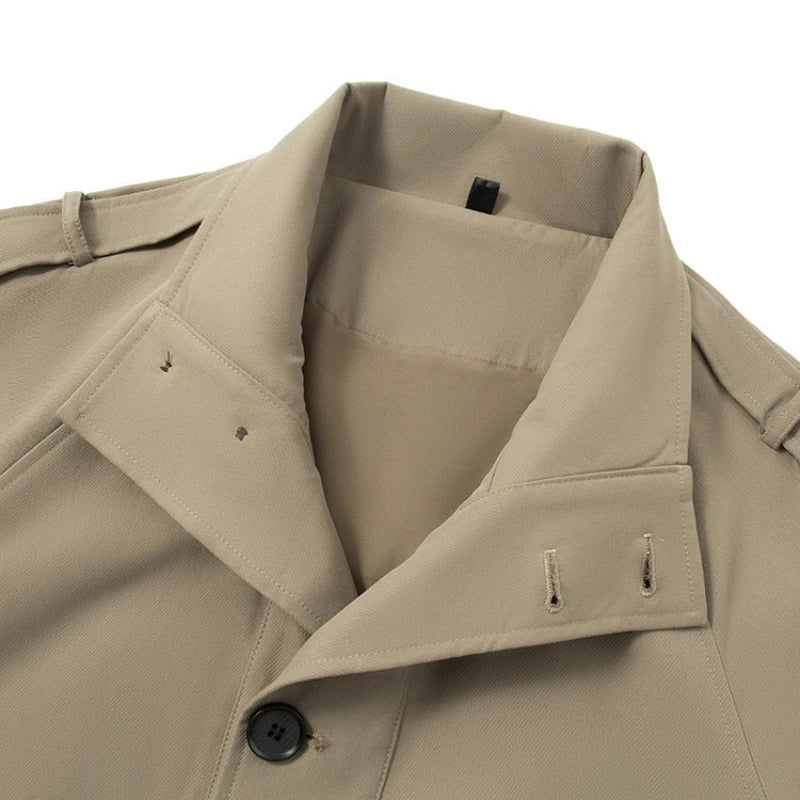 Men's Slim-Fit Windbreaker Trench Coat