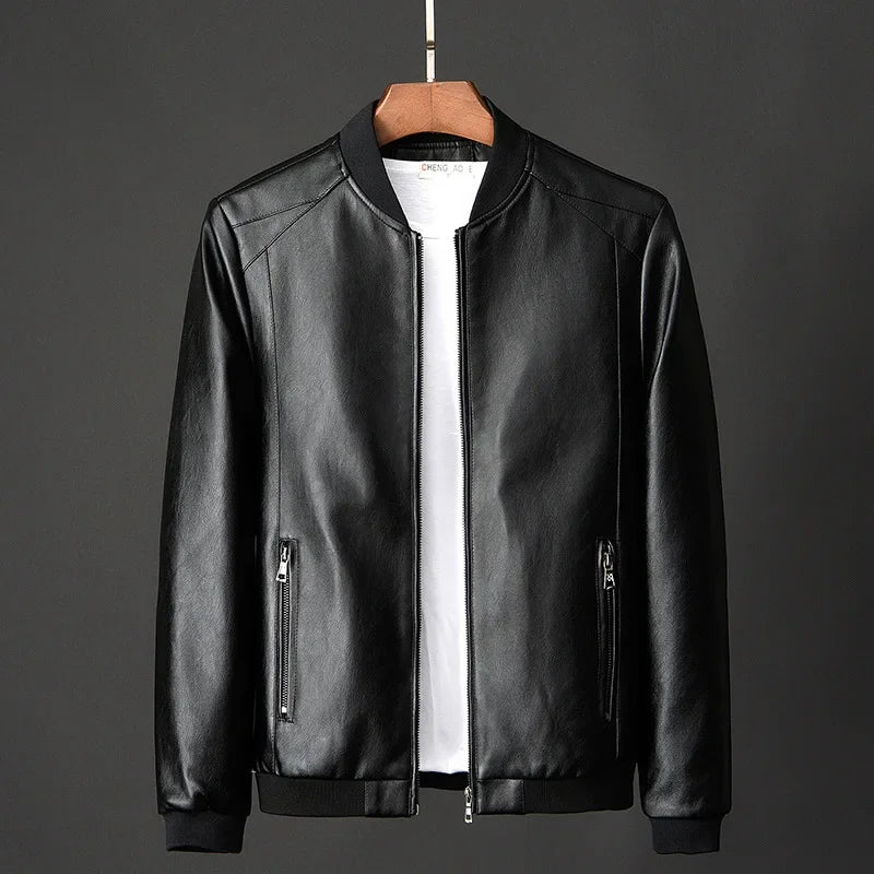 Men's PU Leather Bomber Jacket