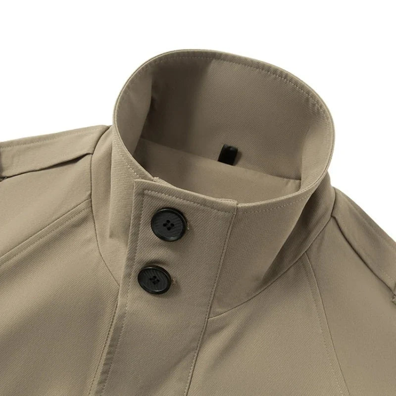 Men's Slim-Fit Windbreaker Trench Coat
