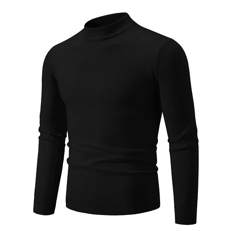 Gestrickter Herren-Pullover mit kurzem Stehkragen