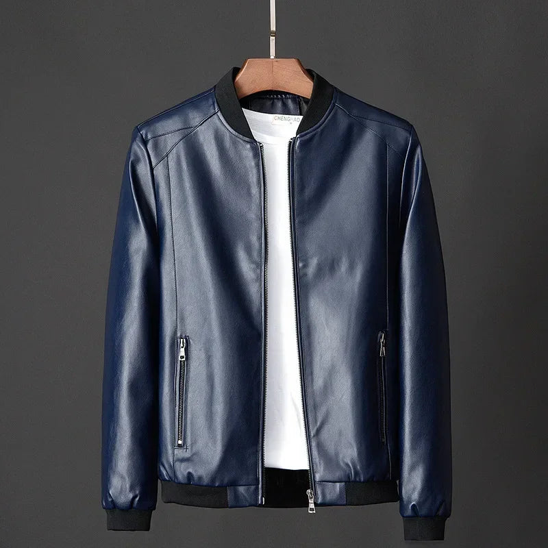Men's PU Leather Bomber Jacket