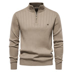 Men's Quarter-Zip High-Collar Knit Sweater