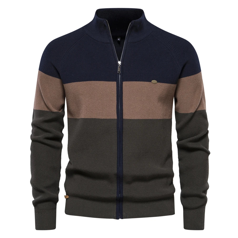 Men's Patchwork Zip Sweater
