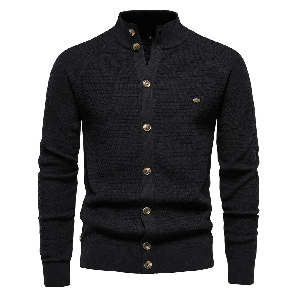 Men's High-Collar Knit Cardigan