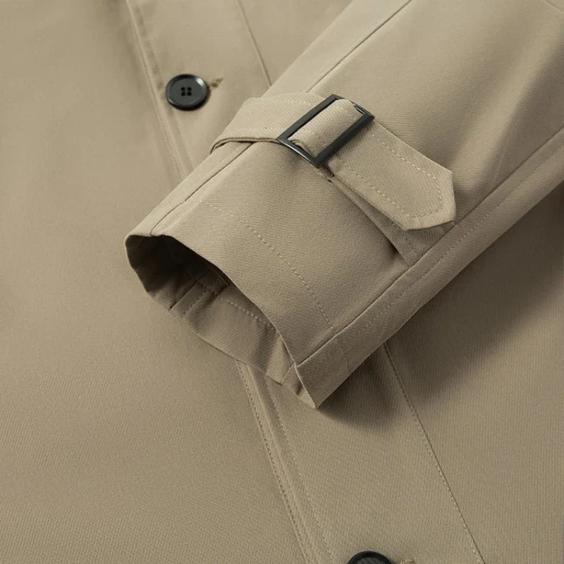 Men's Slim-Fit Windbreaker Trench Coat