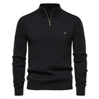 Men's Quarter-Zip High-Collar Knit Sweater