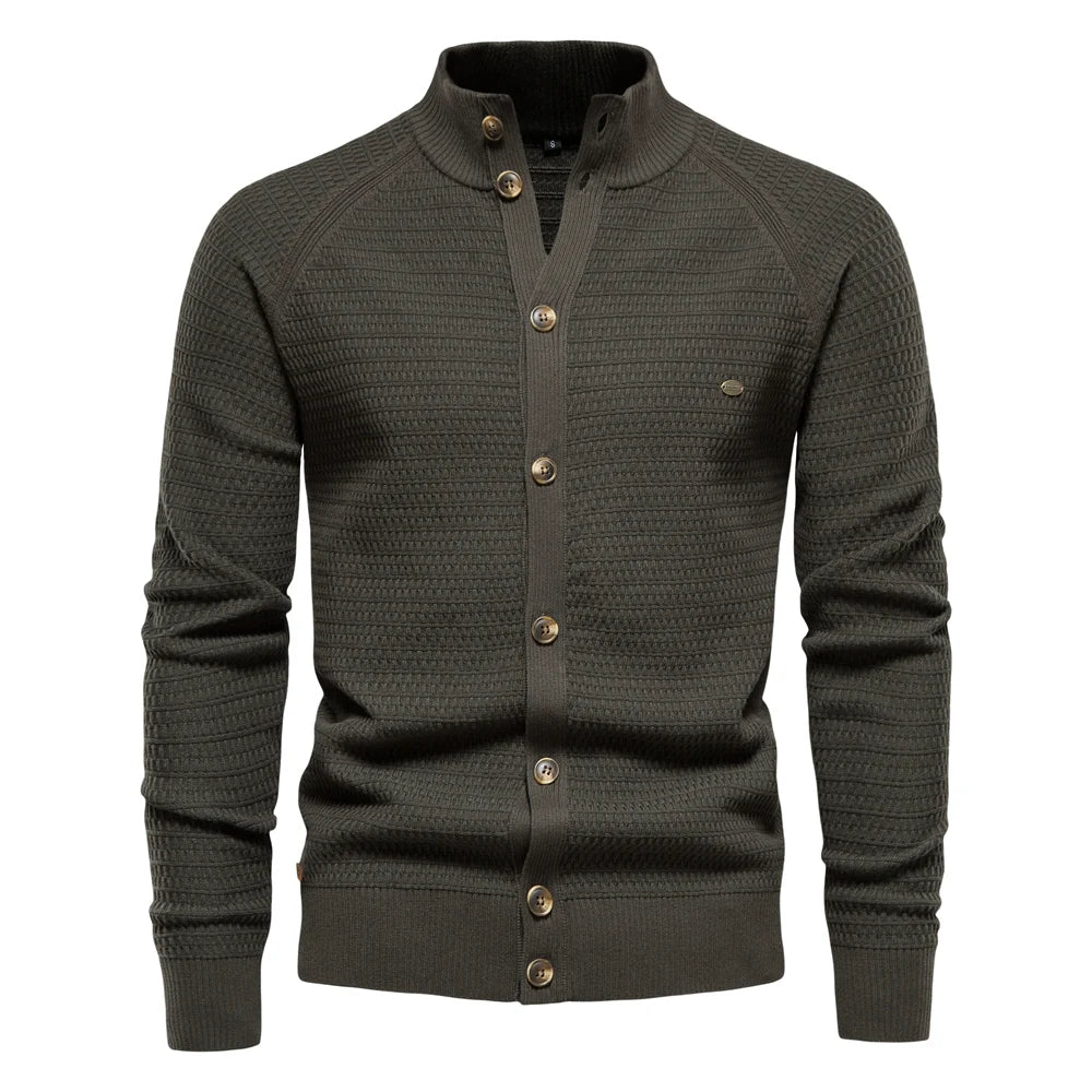 Men's High-Collar Knit Cardigan