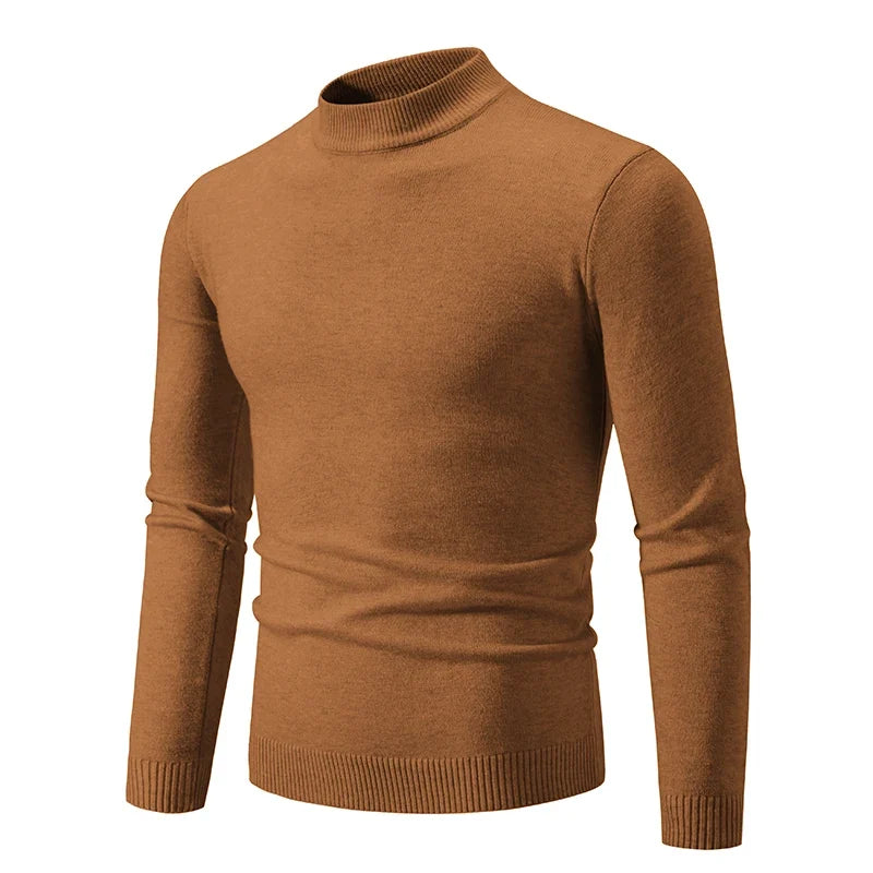 Gestrickter Herren-Pullover mit kurzem Stehkragen