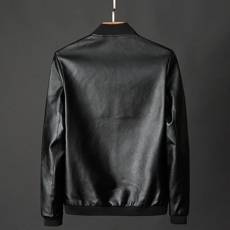 Men's PU Leather Bomber Jacket