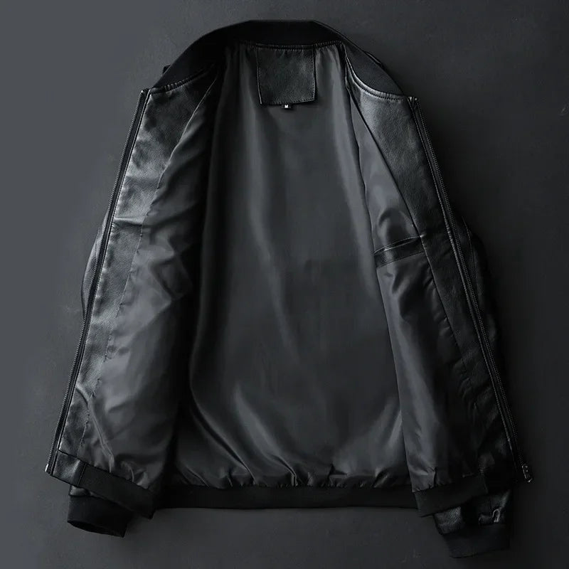 Men's PU Leather Bomber Jacket