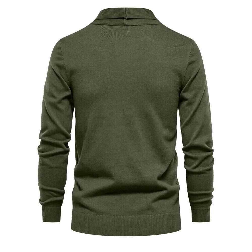 Men's Cotton Turtleneck Cardigan Sweater